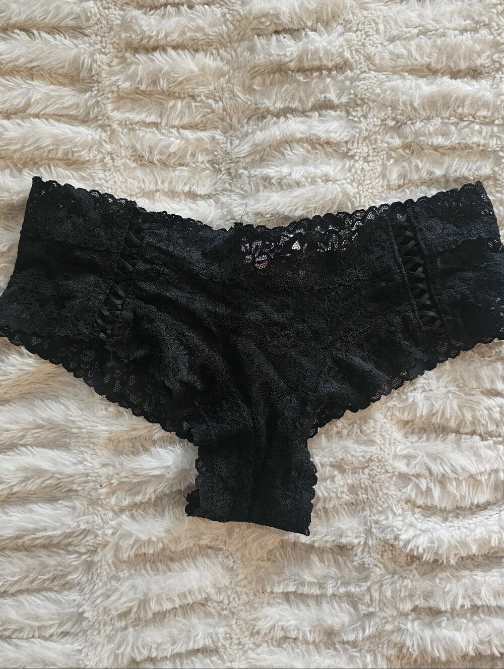 Victoria's Secret Black Lace Cheeky Small